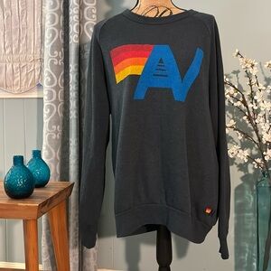Aviator Nation Black Sweatshirt with Rainbow Logo
